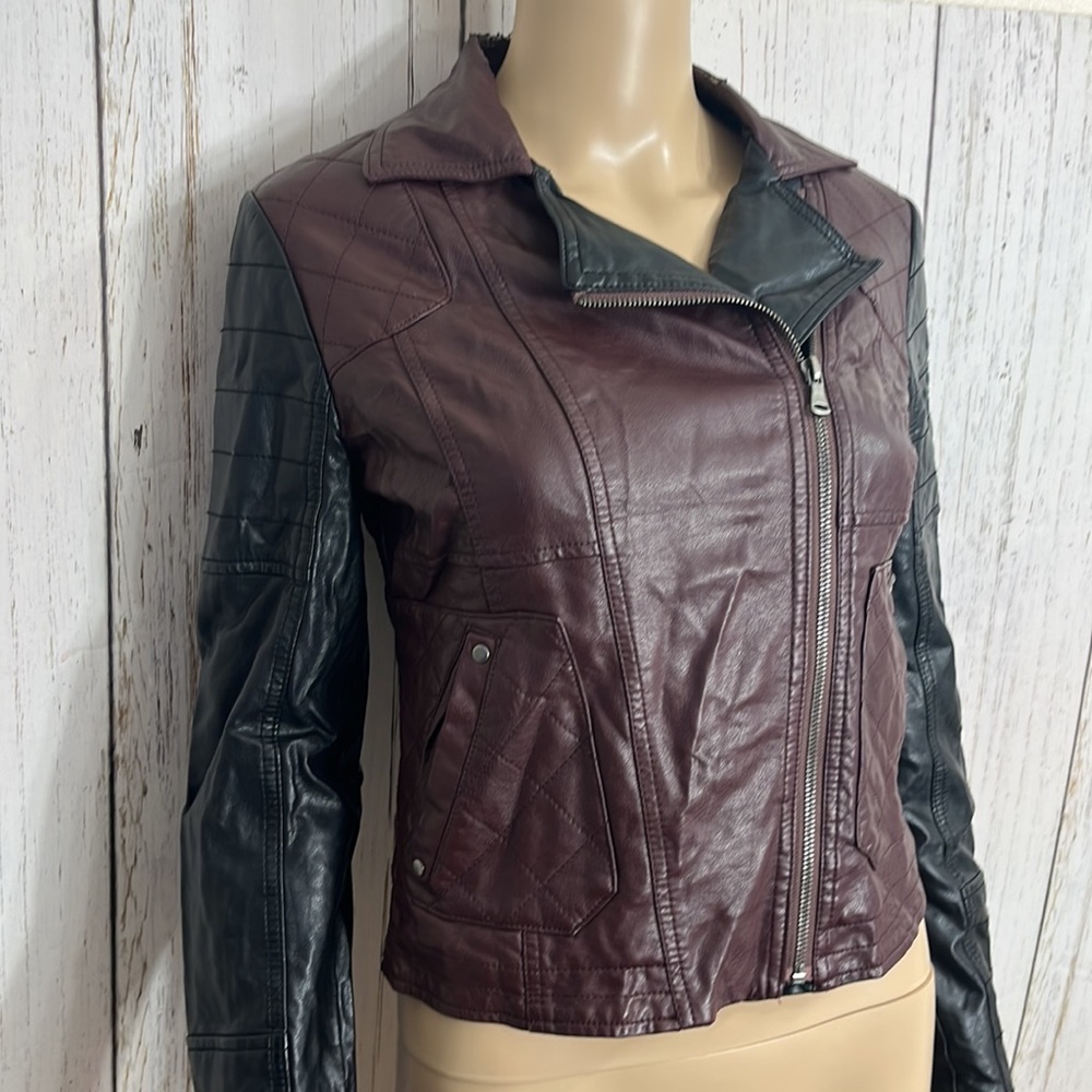 Bernardo Vegan Leather Blazer Moto Jacket Size XS Brown Muave